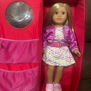 American Girl Doll with Pink and Purple Outfit
